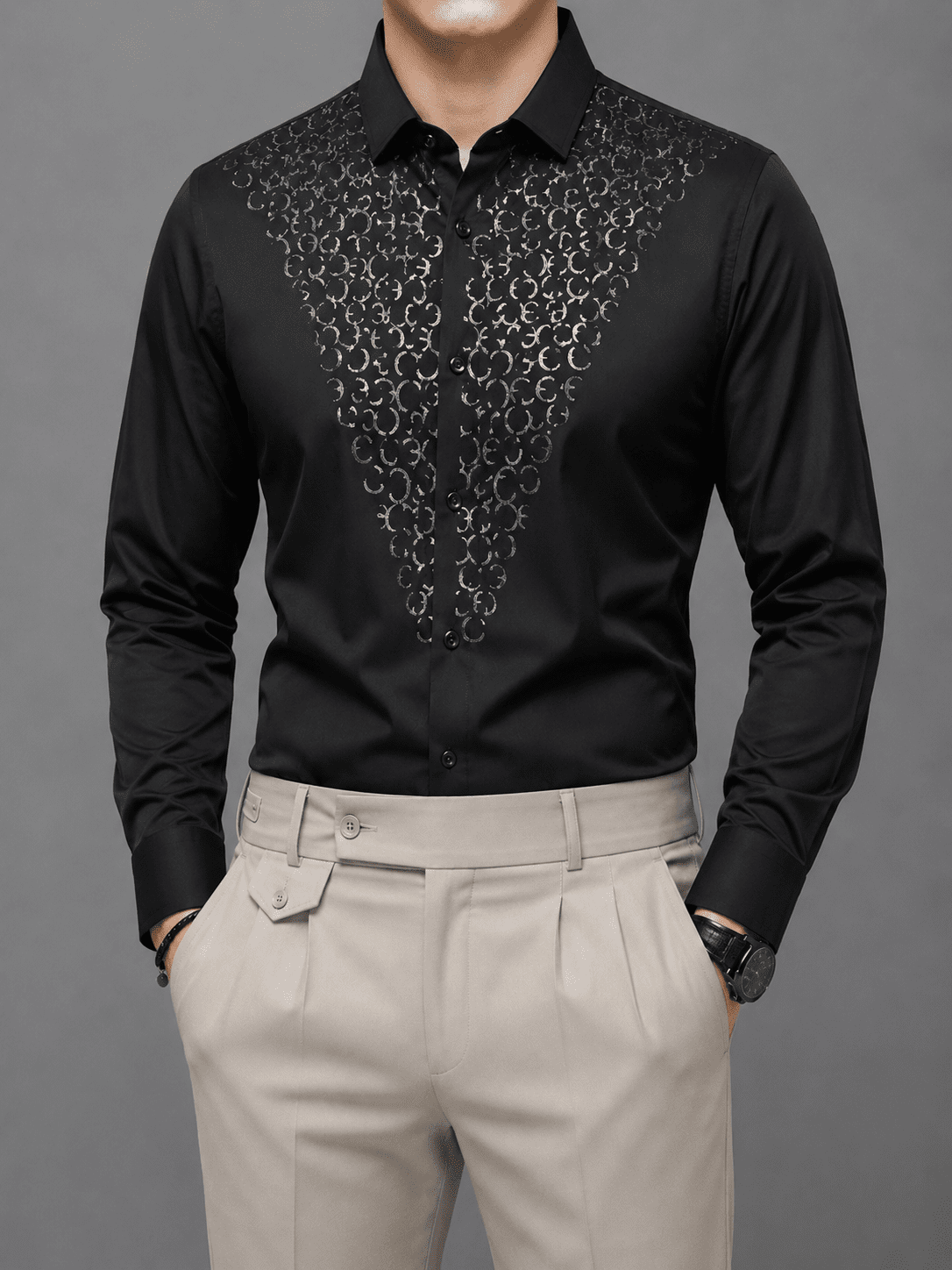 Slim Fit Embroidered Formal Shirt
