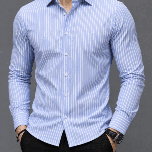 Slim Fit Blue Stripe Formal Shirt