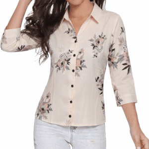 Floral Collared Button Front Top