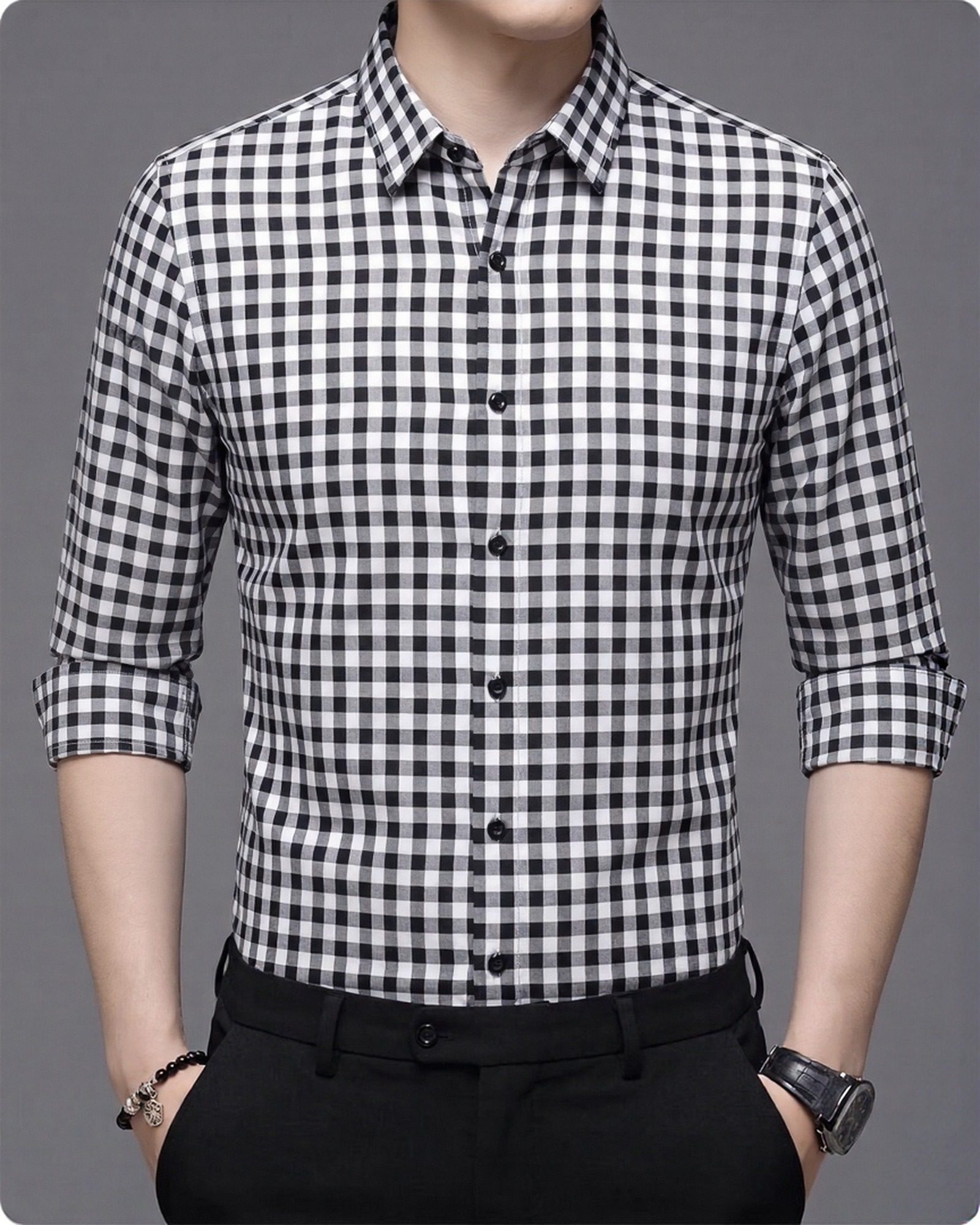 Slim Fit Gingham Check Button-Down Shirt
