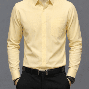 Men's Solid Pastel Yellow Formal Shirt