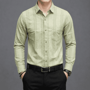 Men's Textured Sage Green Casual Shirt