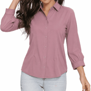 Tailored Collared Button-Front Dusty Rose Top