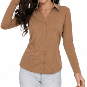 Tailored Button Front Collared Top
