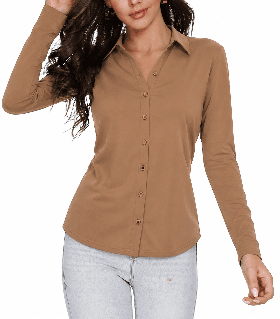 Tailored Button Front Collared Top