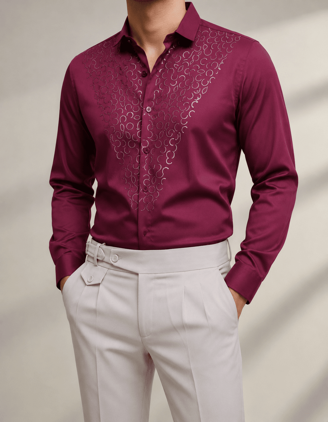Slim Fit Geometric Print Formal Shirt