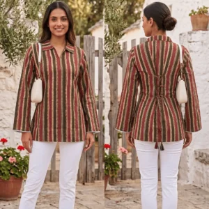Collared V Neck Women top